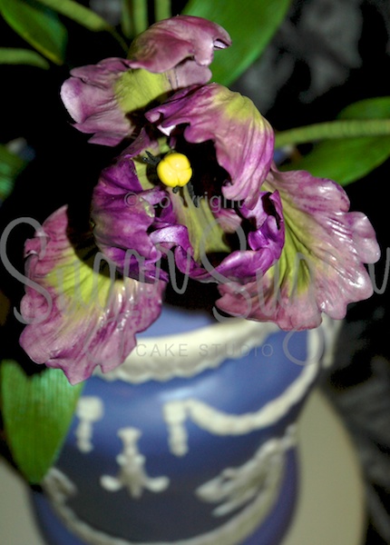 Parrot Tulips in Wedgwood Vase - detail